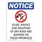 Signmission OSHA Notice, 5" Height, Guns Knives And Weapons Sign With Symbol, 5" X 3.5", Portrait OS-NS-D-35-V-13179 - alternate 1